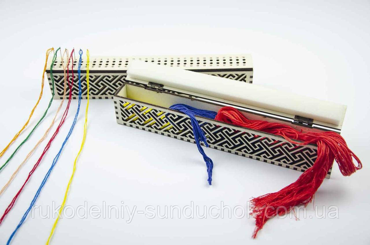 Органайзер для ниток ТМ Embroidery Craft Органайзер-шкатулка під процес (слонова кістка) 60 отворів OG-006, фото 1