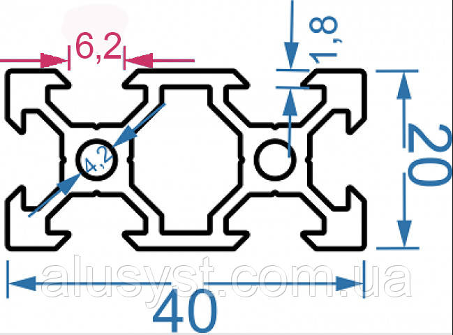 20х80 / V-слот/ 3 метри / Верстатний профіль / анод