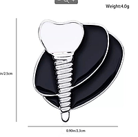 Брошь брошка значок пин имплант зуб зубик серебристый металл подарок стоматологу