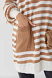 Туніка жіноча в смужку з кишенею — кавовий колір, L (є розміри), фото 4