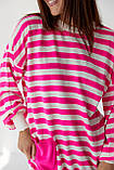 Туніка жіноча в смужку з кишенею — рожевий колір, L (є розміри), фото 4