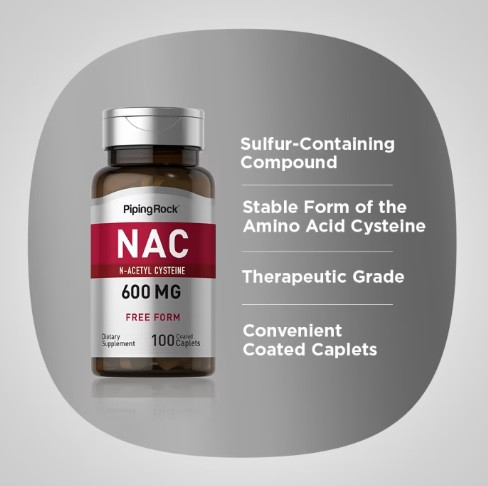 Отхаркивающее Piping Rock NAC N-Acetyl Cysteine 600 мг 100 таблеток (каплетс) - фото 3 - id-p1691027177