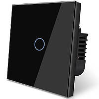 Розумний сенсорний вимикач світла з WiFi підключенням до смартфону USmart WS-01w, одноканальний, з нульом, підтримка Tuya, Чорний