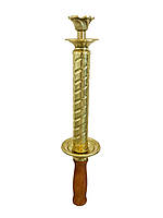 Подсвечник (односвечник) в руку (ручной) с деревянной ручкой, 38 см