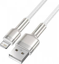 Кабель Baseus Cafule Metal Series Data Cable USB to Lightning 2.4A 1m CALJK-A02 White, фото 3