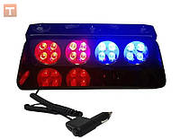 Стробоскоп мигалка поліцейский червоно синій 16LED під лобове скло