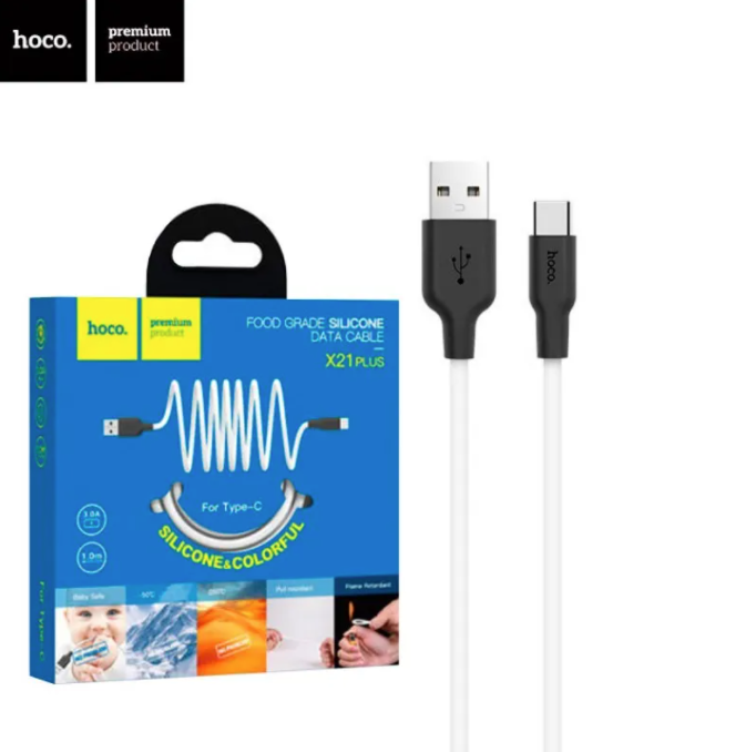 Кабель Type-C USB HOCO X21 Plus 1m, Білий