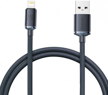 Кабель Baseus Crystal Shine Series Fast Charging Cable USB to Lightning 2.4A 2m CAJY000101 Black, фото 1