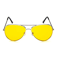 Солнцезащитные очки для ночного вождения антибликовые авиаторы SV Night View, серебряная оправа (sv0664)