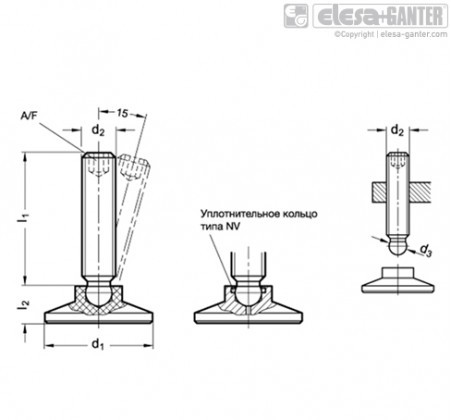 Опора-шарнирная, D1=15 мм, винт (сталь) L1=20, резьба М8, Макс. нагрузка 350 кг. - фото 2 - id-p1692410775