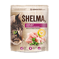 Беззерновой сухой корм Холістік для кошек Shelma корм со свежей курецей 750 г (8595606405271)