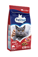 Премиум сухой корм для кошек PreVital Говядина 1.40 кг (5999566111150)