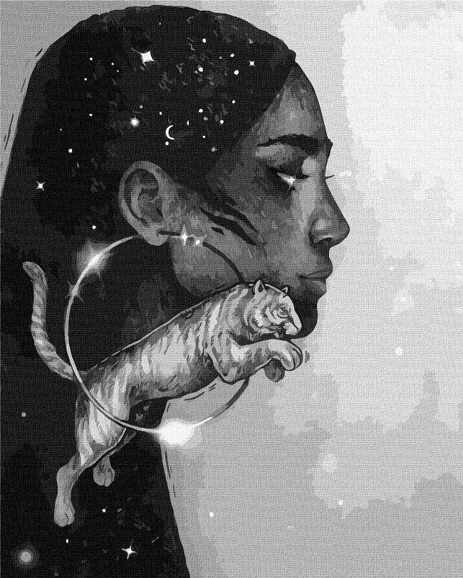Картина за номерами Ідейка Сузір'я тигра з фарбами металік ©lesya_nedzelska_art (KHO4970) 40 х 50 см
