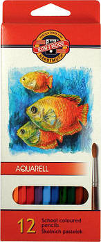 Акварельні олівці кольорові Рибки 12 цв. (2.8 мм) KOH-I-NOOR Mondeluz 3716_р