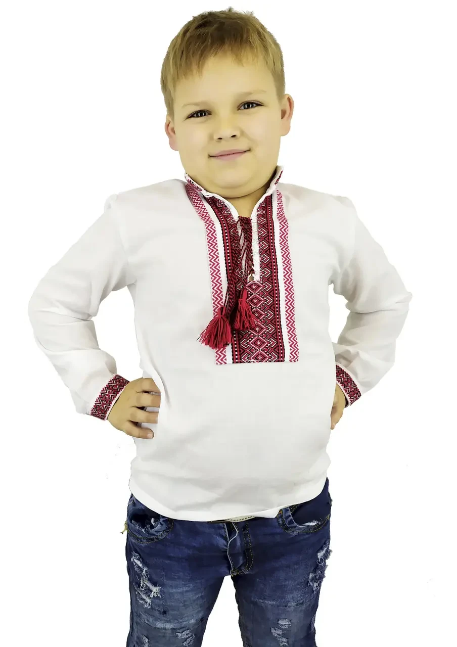 Дитяча сорочка вишиванка з довгим рукавом р.110-134