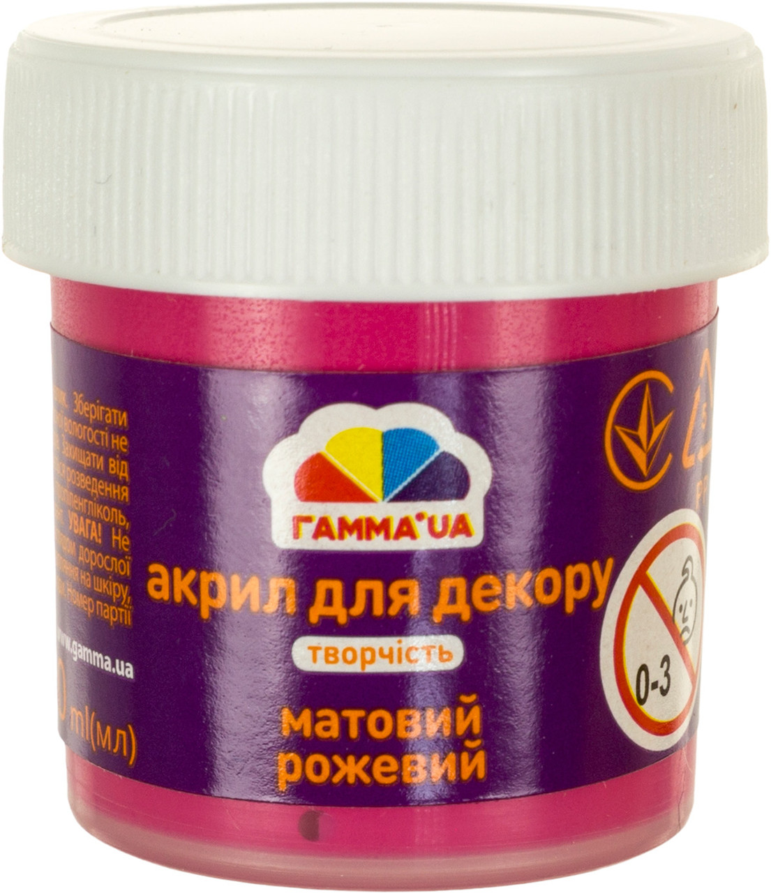 Фарба акрилова "Творчість" 20мл матова рожева №401520/Гамма UA/(60)