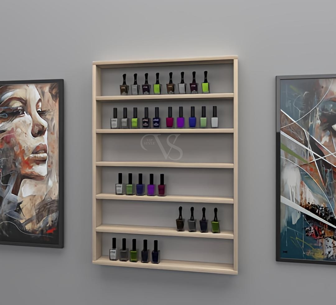 Полиця для гель-лаків на 6 рядів із ДСП, фото 1