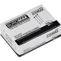 Шпильки канцелярские Buromax, 34 мм, цветные 100 шт./уп., Картонная коробка