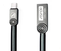 Кабель USB Type-C Aspor AС-16 1,2m/2.4A (плоский шнур) Grey