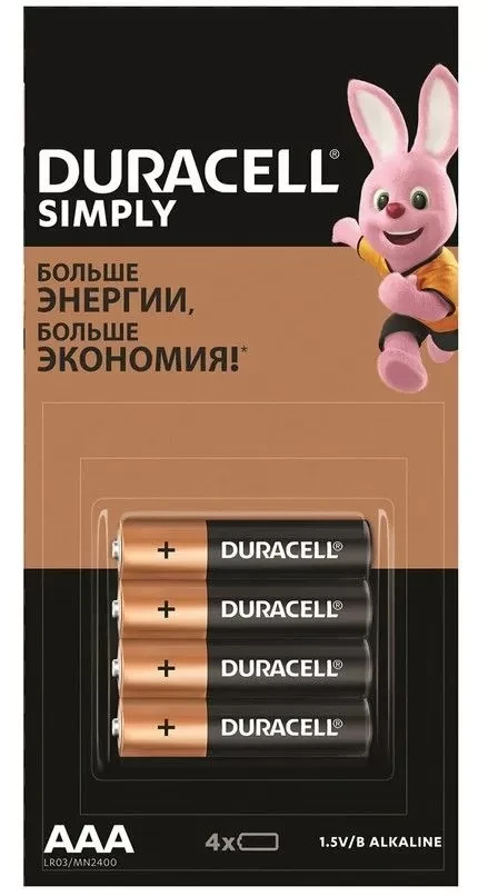 Батарейки Duracell Simply AAA/LR03/MN2400 (4шт.)