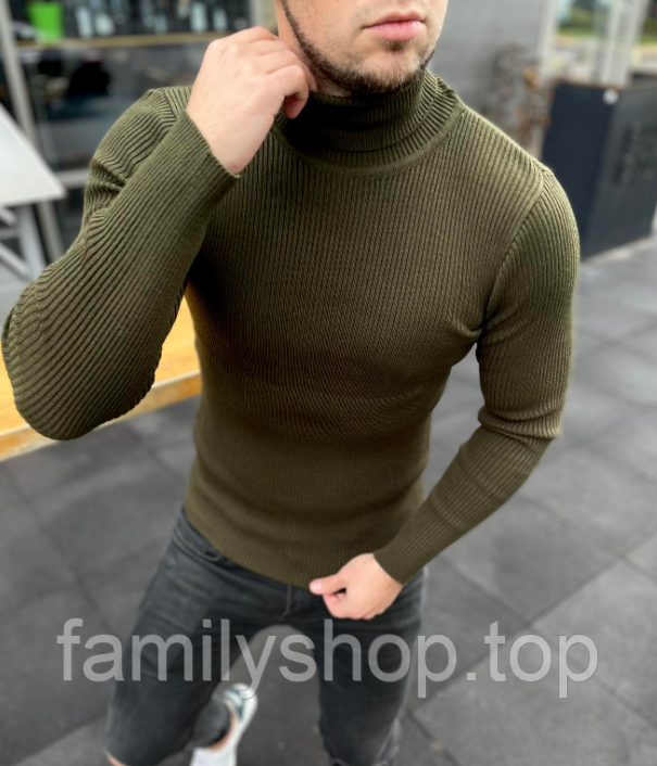 Тепла чоловіча водолазка осінньо-зимова повсякденна, розмір M, L, XL, XXL сіра, хакі, синя, чорна, капучино