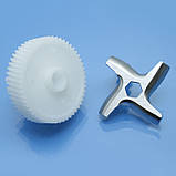 Ніж та шестерня для м'ясорубки Moulinex ME105, фото 4