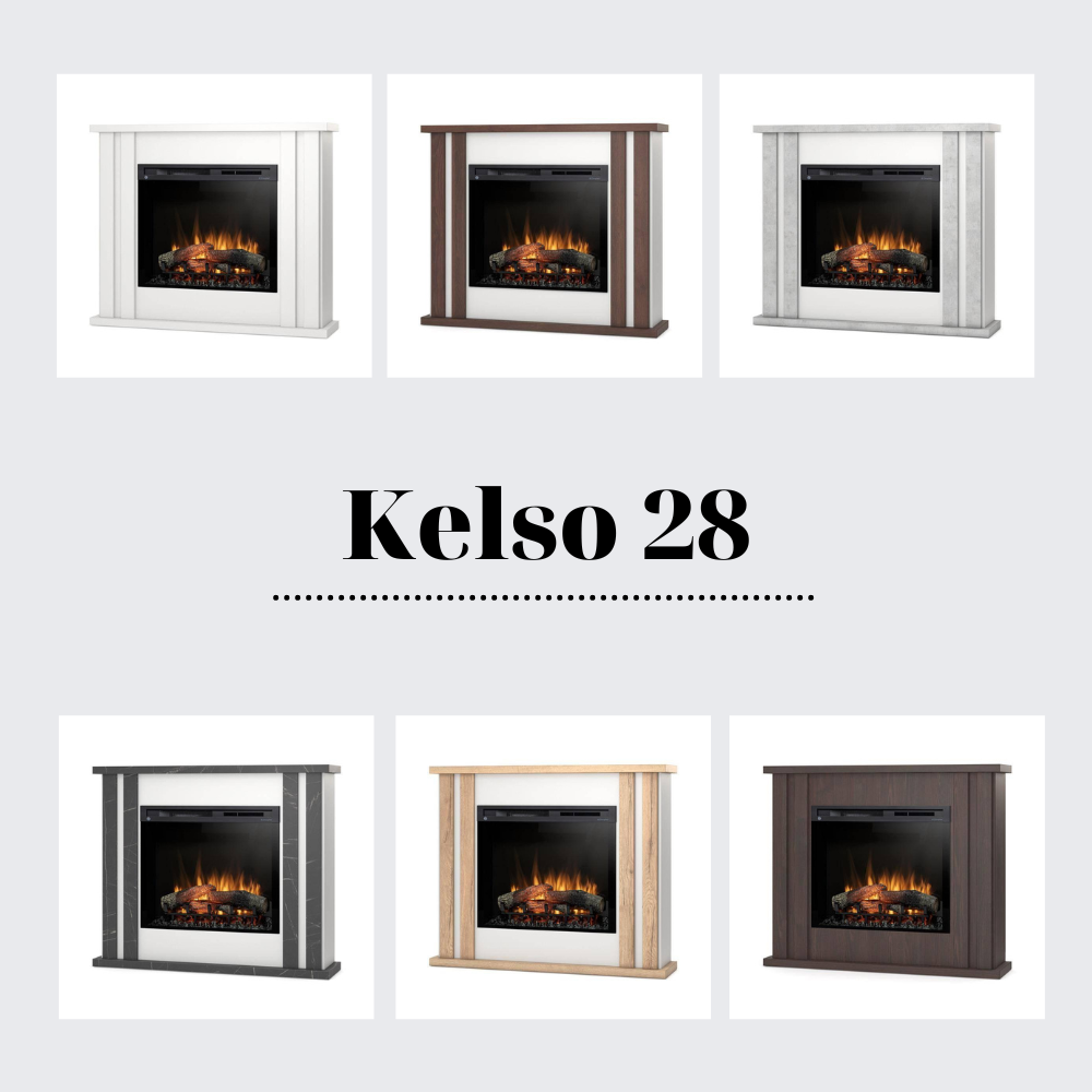 Електрокамін Kelso із 28-дюймовою вставкою Білий матовий