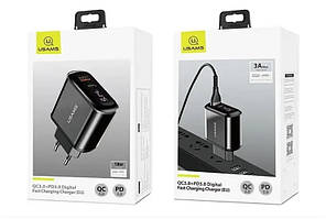 Зарядка USB Type C, 3A, 18W Адаптер мережевий USAMS US-CC085 T23 з дисплеєм, чорний, фото 4