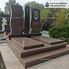 Подвійний пам'ятник з червоного граніту № 1199, фото 7
