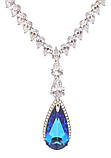 Кольє Xuping Родій з кр-ми Swarovski "Витончений блиск цирконію та кристала Capri Blue" довжина 51,5см х 5мм, фото 2