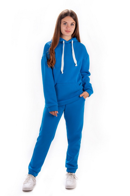 2434-39син Синій однотонний костюм для дівчинки з начосом Тм АВЕКС розміри 134 см