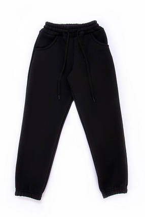 1608-39чер Дитячі теплі штани з начосом чорного кольору Тм АВЕКС розмір 98 см, фото 2