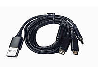 Кабель 3 в 1 typeC, micro USB, iphone Lightning 1,2м, чорний 70786555 ТМ Китай "Lv"