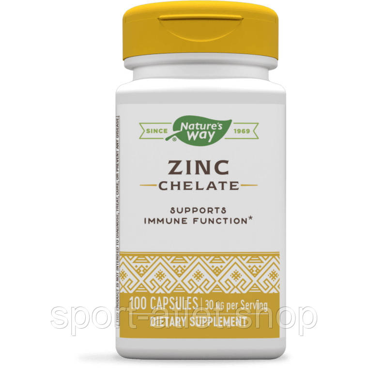 Вітаміни та мінерали Nature's Way Zinc Chelate, 100 капсул, фото 1