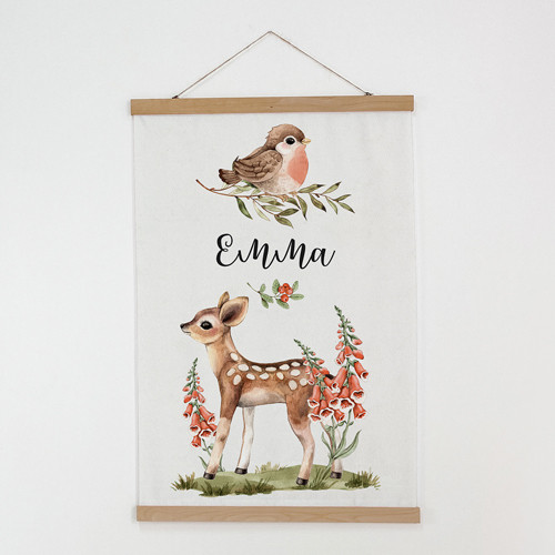 Постер тканинний на стіну Оленя і пташка (іменний) 60х93 см (FPSR_22I001), фото 1