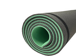 Килимок для йоги, фітнесу та спорту "Спорт 8" мм Зелено-чорний, фото 2