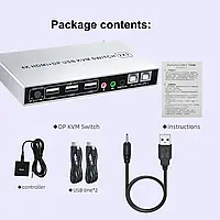 Подвійний монітор HDMI DisplayPort KVM-перемикач 4K 60 Гц 2X2 Змішані входи DP HDMI KVM-перемикач