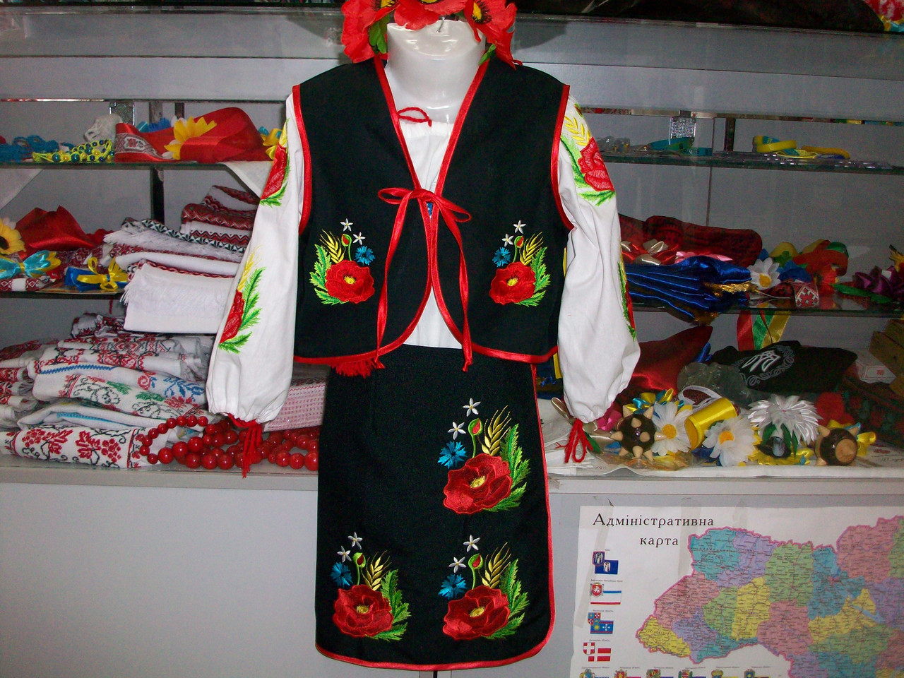 Український дитячий костюм "Макове поле" штапель/бавовна/поплін