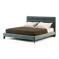 Ліжко двоспальне з м'яким узголів'ям MeBelle NAGRIE 180х200 ламельна основа зелений смарагдовий велюр