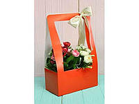 Коробка для квітів Hand bag 10*20*32см. кол. Червоний ТМ УПАКОВКИН "Lv"