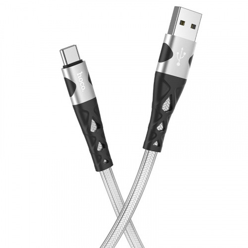 Кабель Hoco U105 Treasure Jelly USB - Type-C 3.0A/1.2m (Сталевий)