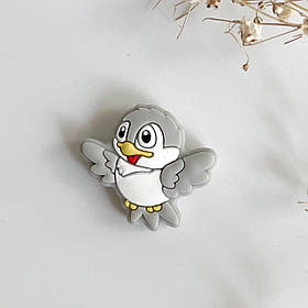 Міні пташка (світло-сірий), силіконова намистина