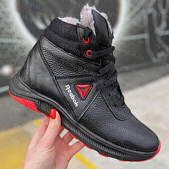 Зимові зимні дітячі черевики для хлопчика шкіряні чорні на хутрі Reebok 35-40 розмір,чоботи дитячі зимні шкіряні для хлопчика