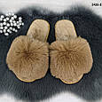 Тапочки жіночі хутряні, хутро штучний песець коричневы 2426_5, фото 2