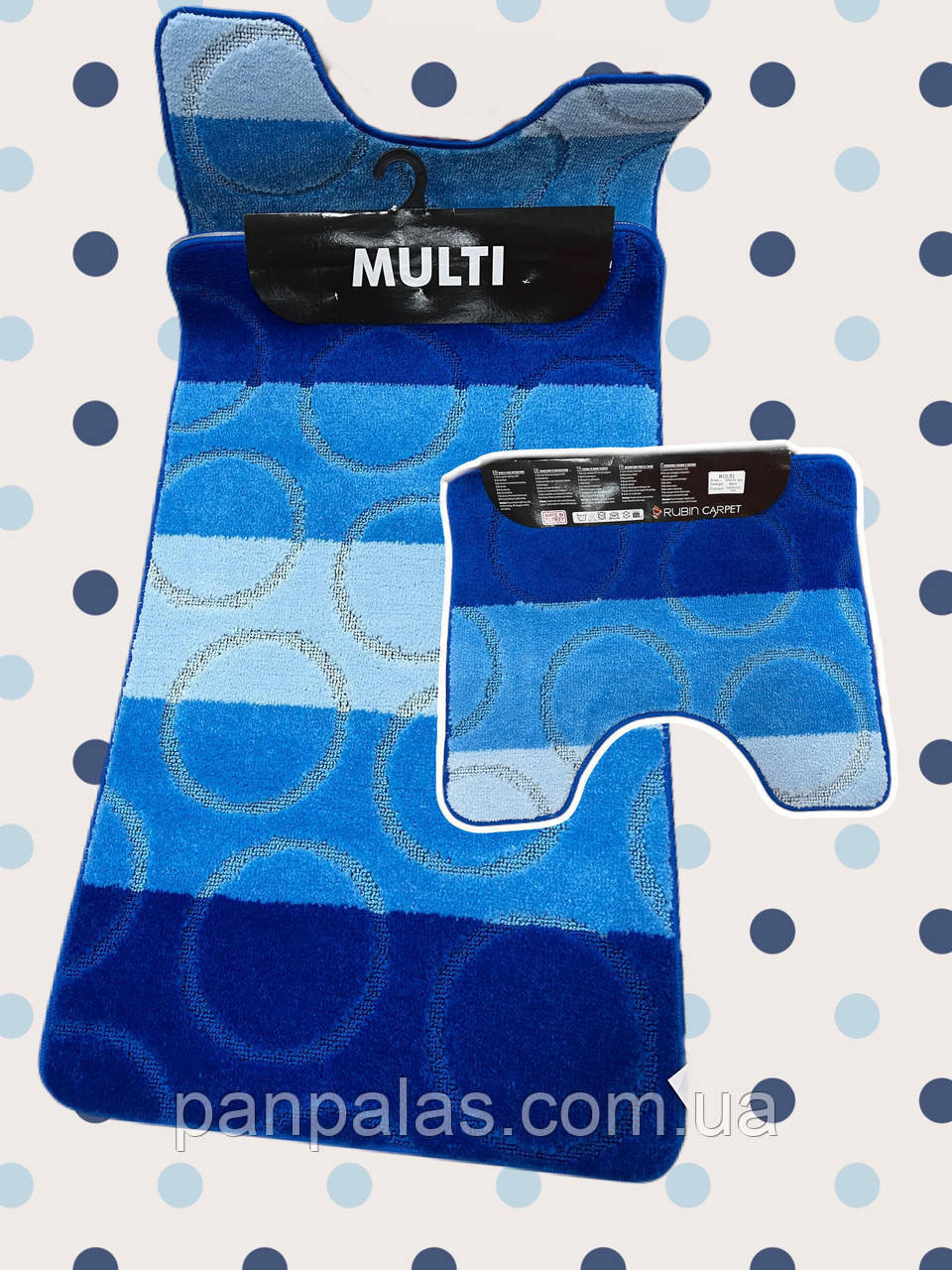 Набір килимків для ванної кімнати, 60*100 (2 одиниці), колір синій