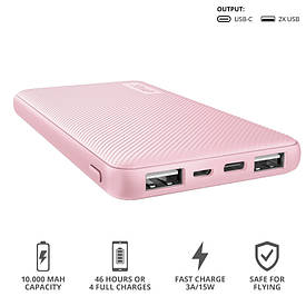 Портативний зарядний пристрій Trust Primo 10000 mAh Pink