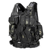 Жилет тактичний Yakeda полегшений VT-1063 black multicam