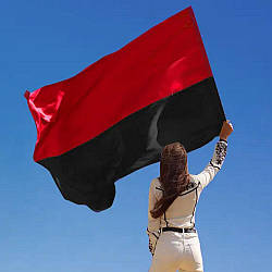 Прапор УПА з нейлону 135х90 см, Червоно-чорний / Український прапор упа Степана Бандери