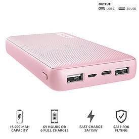 Портативний зарядний пристрій для Trust Primo 15000 mAh Pink