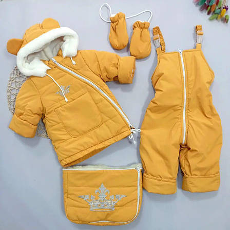 Зимовий теплий дитячий комбінезон-трансформер 3в1 на овчині: курточка, конверт для ніг, напівкомбінезон, фото 1